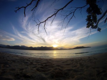 A beautiful sunrise viewed from his shelter