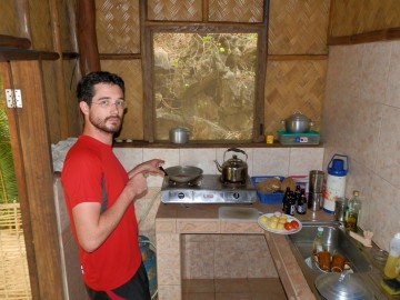 Franck in the kitchen of the cottage