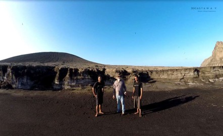 Ian with Docastaway Team in Hunga Tonga on the first day before they left him