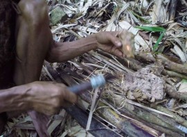 Ho Van Lang making fire